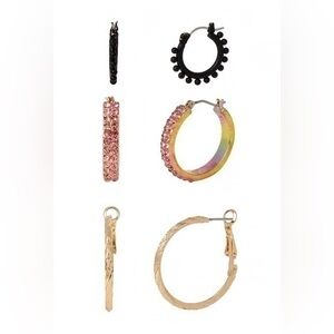 Betsey Johnson LUV Betsey Women's Hoop Mixed-Metal Earring Set